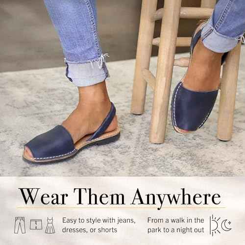 The Spanish Sandal co Classic Flat Sandals for Women, Dressy Soft Leather Peep Toe Sandals for Women, Versatile Casual Slip-on Flats