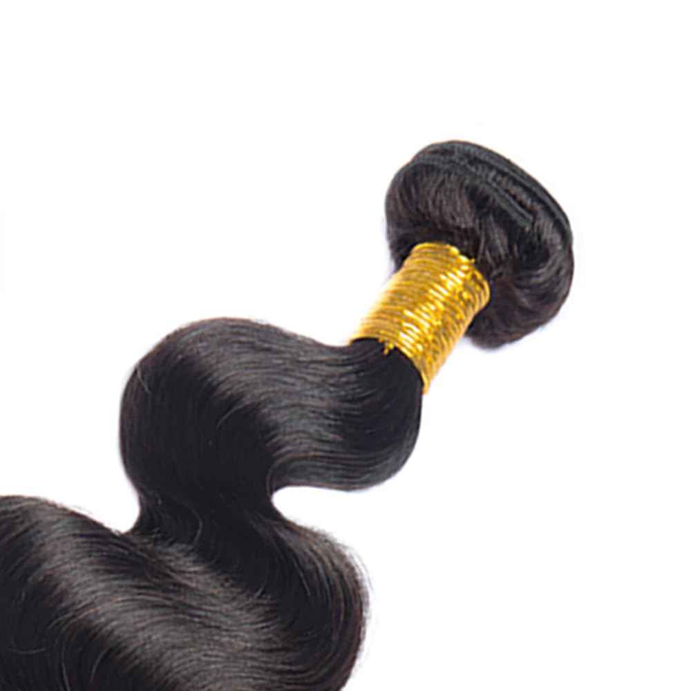 Human Hair Bundle Natural Black Body Wave Bundles 12 14 16 inch 100% Unprocessed Brazilian Virgin Hair 3 Bundles #1b Color Natural Black 150g