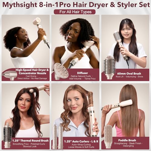 StyleVibe 8-in-1 Air Styler & Blow Dryer Brush with Travel Bag