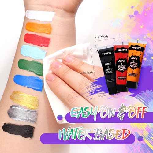9 Colors Face Body Paint Set, Professional Paint Set for Halloween Cosplay Costume Party, Full-coverage Multi-Color Cream Makeup Blendable Set for Adults Halloween Cosplay SFX Makeup Paint