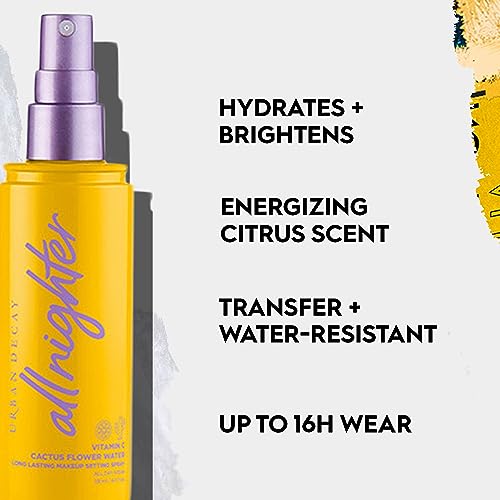 Urban Decay All Nighter Vitamin C Hydrating Makeup Setting Spray for Face, Transfer-Resistant, Waterproof, 16 HR Wear, with Vitamin C & Cactus Flower Water, Illuminated Finish, for Dry Skin, Vegan
