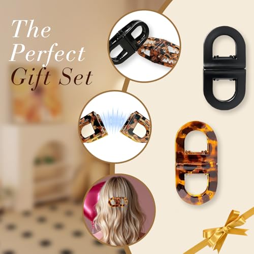 Magnetic Hair Clips for Women, 2PCS Brown & Black Non-Slip Claw Clips