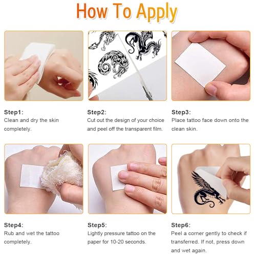 28-Piece Dragon Temporary Tattoos - Waterproof Stickers