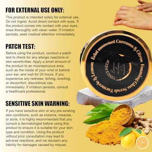 Foaming Body Scrub Turmeric & Lemon | Natural Exfoliating Body Scrub for All Skin Types| Brightening Body Scrub, Hydrating Turmeric Scrub for Dark Spots, Smooth Skin (280g)