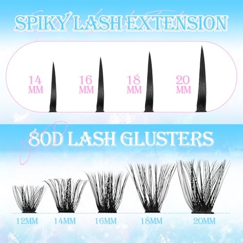 AuReve 12-20mm Spiky & Fluffy Lash Clusters 80D Volume Eyelash Extensions - Mix