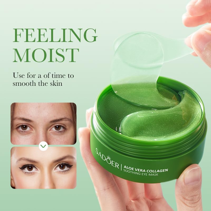 Under Eye Mask - 60 PCS Aloe Vera Under Eye Patches-Under Eye Patches for Dark Circles,Eye Puffiness & Dark Circles Treatment,Reduces Wrinkles & Fine Lines,Improves & Firms Eye Skin