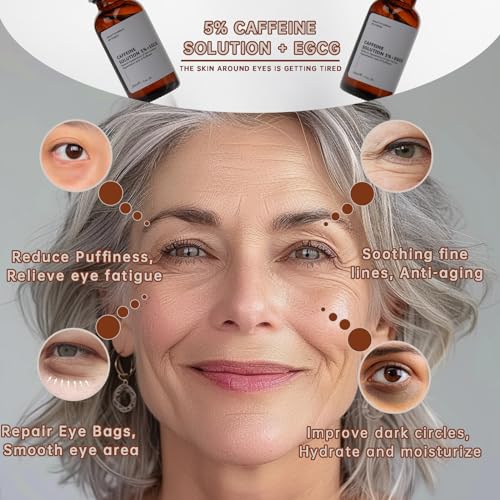 Caffeine Solution 5% + EGCG For Dark Circles & Puffiness, 30ML Anti Aging Caffeine Under Eye Serum For Eye Bags, Fine Lines, Moisturizing Caffeine Solution.