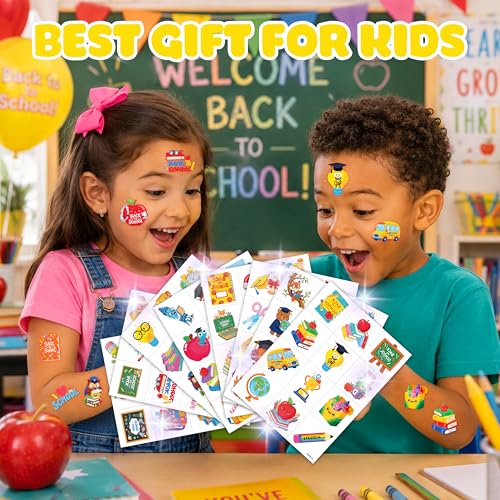 96 PCS Back to School Temporary Tattoos for Kids | Classroom Rewards