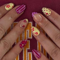 Short Oval Press On Nails 24pc Set, Purple & Yellow