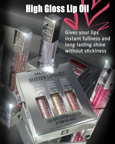 Glitter Lip Gloss Set 3-Piece Shimmer Tinted Lip Oil