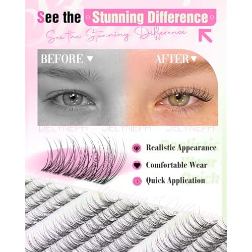 Natural Lash Clusters Short Eyelash Clusters Wispy Cluster Eyelash Extensions Clear Band Lash Extensions Individual Lashes Pesta?as Postizas Naturales by Delyneph(10-14mm, C Curl)