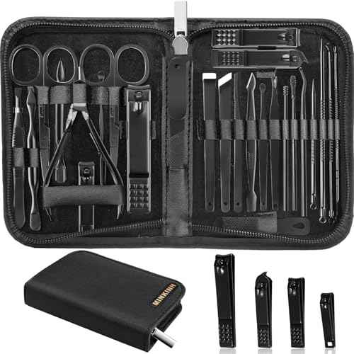 Manicure Set Professional Nail Clipper Kit-26 Pieces Stainless Steel Manicure Kit,Nail Care Tools with Luxurious Travel Case Nail Grooming Kit Present for Men Husband Boyfriend Parent