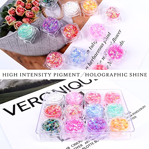 Ownest 12 Colors Holographic Chunky Glitter Gel Set