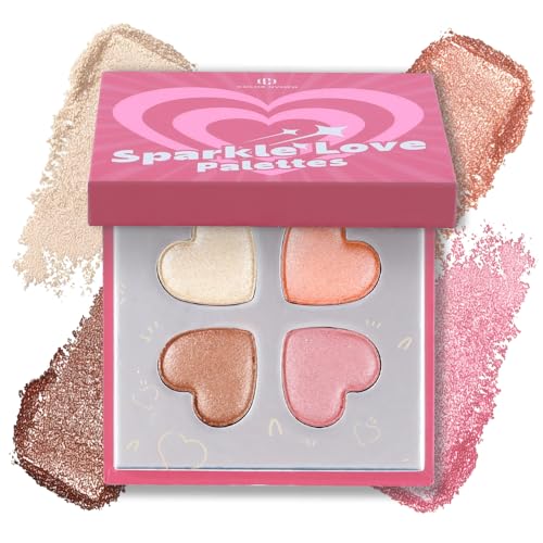 Color Nymph SPARKLE LOVE Palettes - Face & Cheek Makeup Palette?Blush, Bronzer & Highlighter Make Up for Teens Girls Tweens with Gentle & Silky-smooth Formula, Vegan & Talc-free (Pink)