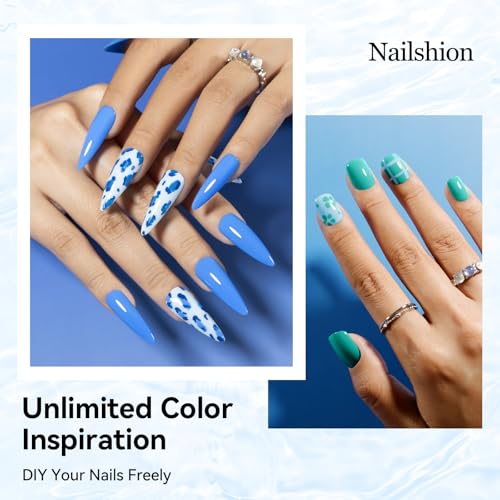 Blue Shades Nail Polish Set - Quick-Dry, No Lamp Needed - Blue Collection