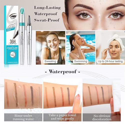 Eyebrow Microblading Pen with 4-Tip Fork - Waterproof Dark Brown