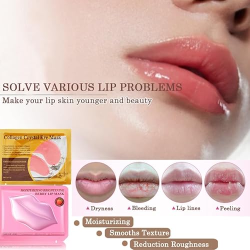 20 Pairs Lip Mask & Eye Mask,Crystal Gel Eye Pads Nourishes the Lip Patches for Skin Care Spa Daily Moisturizing Eye Patches for Puffy Eyes, Dark Circles and Fine Lines