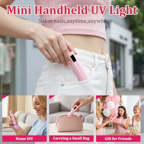 Handheld UV Nail Lamp with Stand - Mini Rechargeable Light for Gel Nails