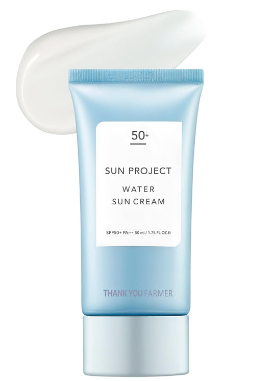 THANKYOU FARMER Sun Project Water Sun Cream 1.75 Fl Oz (50ml) - Travel Size Sunscreen, Face Sunscreen for Sensitive Skin, Korean Sunscreen for Face