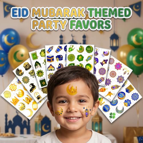 96 Eid Ramadan Temporary Tattoos - Pre-Cut Party Favors