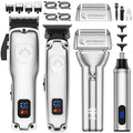 Professional Hair Clippers for Men, Barber Clippers and Trimmers Set, Foil Shavers for Men, 4 in 1 Cordless Hair Clippers Set Hair Cutting Kit Barber kit with LED Display