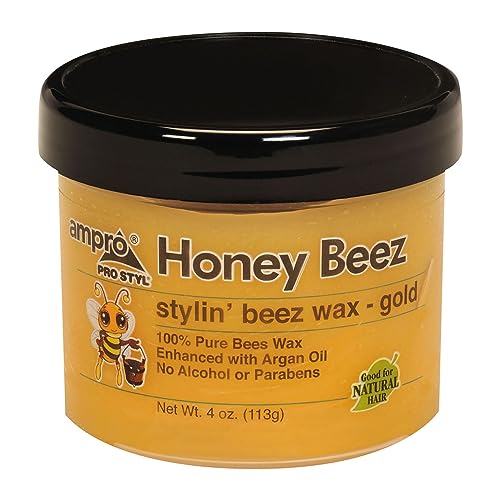 AmPro Pro Styl Beez Wax - Strong Hold Hair Styling Wax with Argan Oil (4 oz)