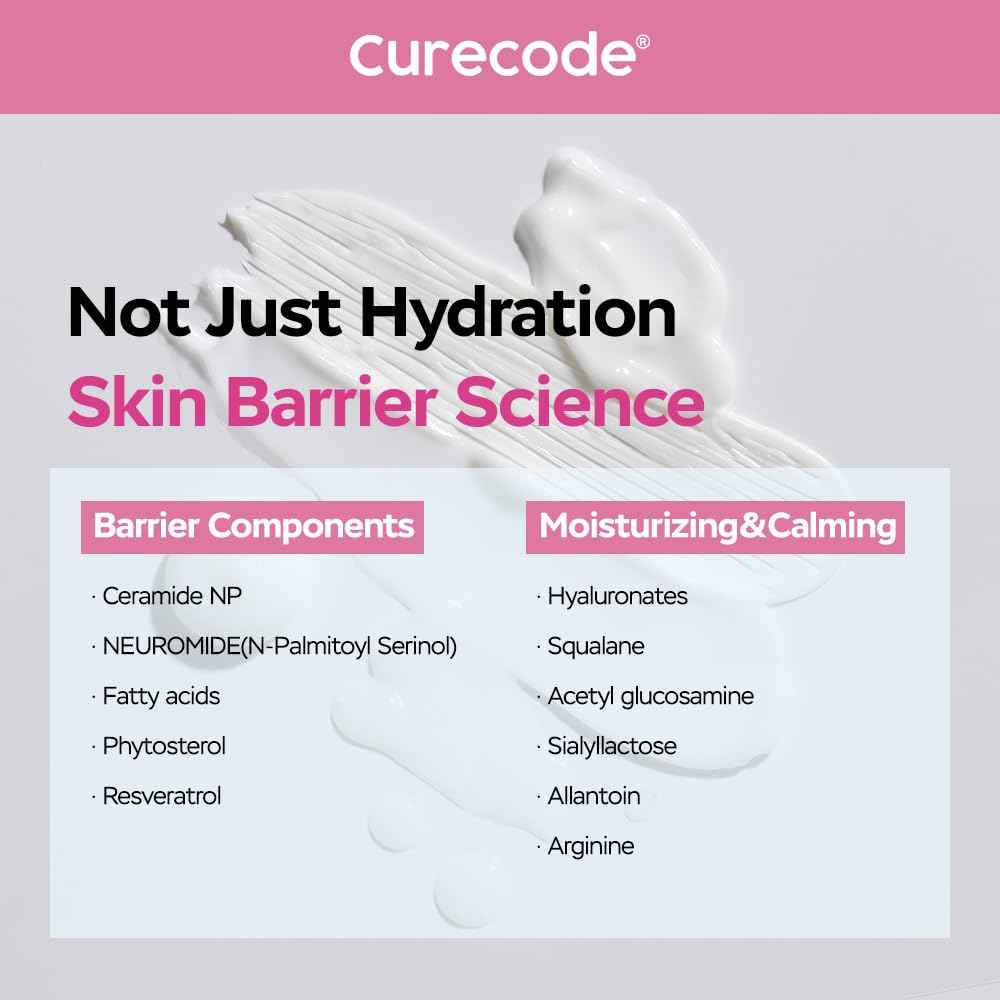 CURECODE Double Barrier Cream 80ml (2.71 Fl Oz) Korean Skin-Biome Science with Neuromide, Encourages Ceramide, Soothes Sensitive & Dry Skin, Strengthen and Repair Skin Barrier EWG verified