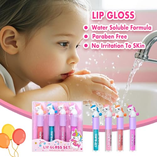 Unicorn Lip Gloss Sticks for Girls - 4 Pack