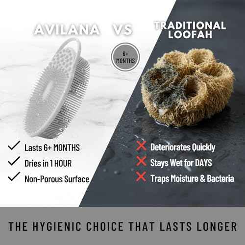 Silver Infused Exfoliating Body Scrubber - Textured Back Scrubber Shower Brush - Avilana Advanced Material Bath Tool Dual Sided - Gentle Smoothing Rough Skin - Premium Gift Women Men