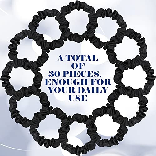WILLBOND 30 Pcs Black Satin Hair Scrunchies for Women