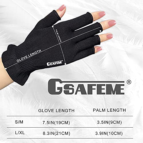 GSAFEME Cotton Gloves Eczema - Fingerless Touchscreen Moisturizing Gloves for Dry Hand Sleeping - Cotton Gloves for Men and Women, Black S/M 1 Pair