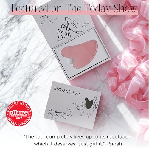 Mount Lai Rose Quartz Gua Sha Facial Tool ? The Stone of Graceful Radiance ? 100% Genuine Rose Quartz Stone Face Sculpting Tool for Lymphatic Drainage, Puffiness Reduction & Graceful Beauty