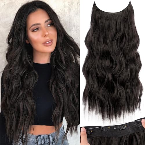 KooKaStyle Invisible Wire Hair Extensions 20 Inch 120g Dark Brown