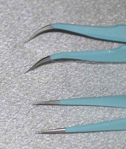 Eyelash Extension 1 Set of Blue ESD Straight & Curved Tweezers