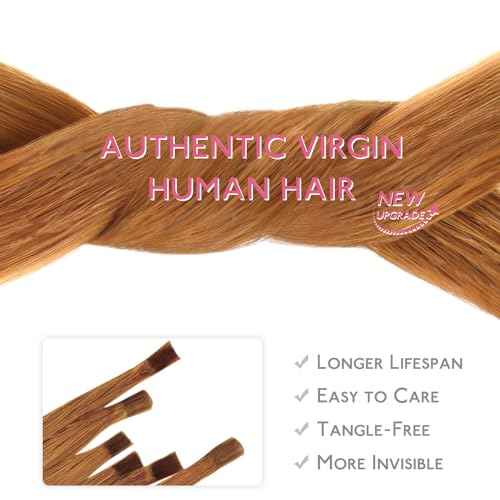 WENNALIFE U Tip Hair Extensions Real Human Hair, 50g 50s 20 Inch Auburn Ginger Remy Hair K Tip Invisible Straight Keratin Bond Hot Fusion Hair