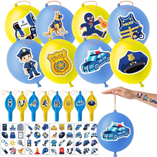 Police Party Favors Set 72pc: 24 Punch Balloons & 48 Tattoos