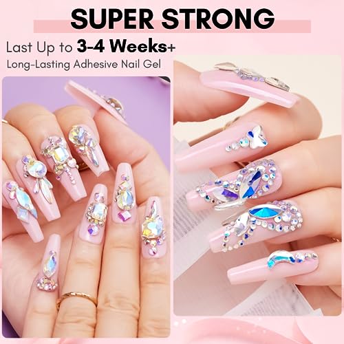 Makartt Rhinestone Glue Set - 2 x 30ml Medium Viscosity Nail Art Adhesive for Rhinestones & 3D Charms