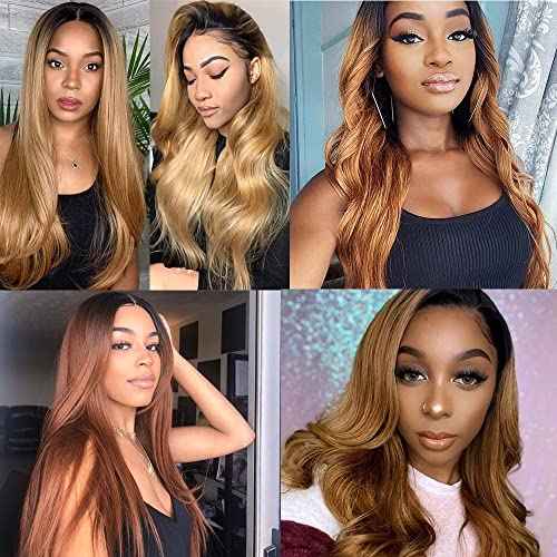 10 12 14 inch Honey Blonde Human Hair Ombre Bundles 1B27 Blonde Straight Human Hair Two Tone Bundles Brazilian Hair Weave Honey Blonde Straight Hair Extensions