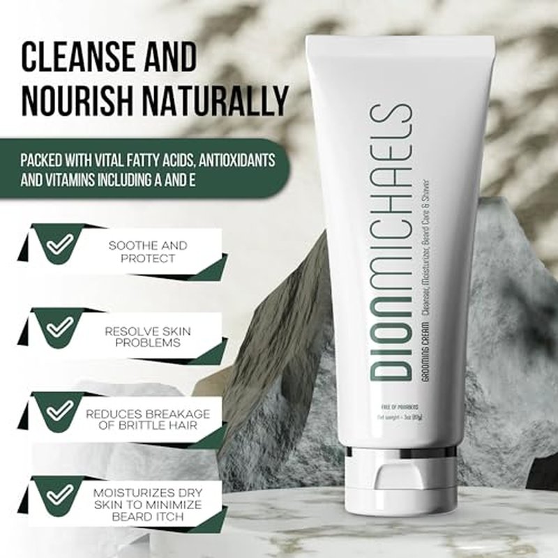4-in-1 Grooming and Shave Cream for Men - Shaving Cream, Facial Cleanser, Beard Care and Moisturizer - Beard Softener for Men - Hydrating Men's Shaving Creams For All Skin Types, 3oz
