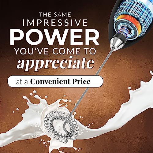 Zulay Kitchen Powerful Milk Frother Wand - Mini Milk Frother Handheld Stainless Steel - Battery Operated Drink Mixer for Coffee, Lattes, Cappuccino, Matcha - Froth Mate Milk Frother Gift - Black