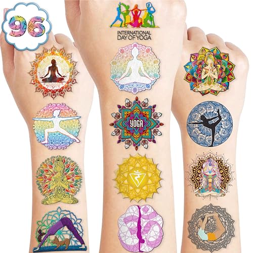 100 PCS Yoga Temporary Tattoos - Mandala Flower Designs for Party Favors