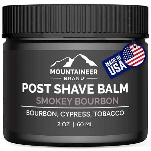 Mountaineer Brand Natural Post Shave Balm with Smokey Bourbon Scent | Soothes, Cools & Refreshes Sensitive Skin After Shaving | Aftershave For Men | Calms Irritation | Made in West Virginia | 2oz