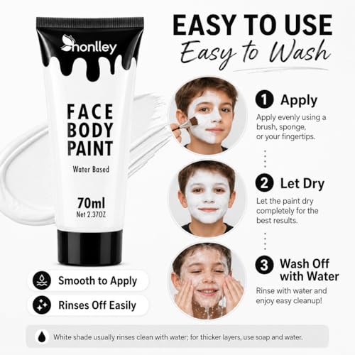 White Face Paint Water-Based 2.37oz - Professional Clown Makeup