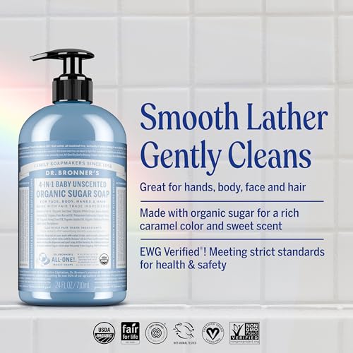 Dr. Bronner's Organic Sugar Soap Baby Unscented 12oz