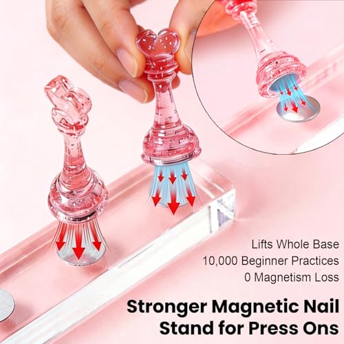 Magnetic Acrylic Nail Stand for Press Ons - Reusable Practice Holder with Jelly Tape