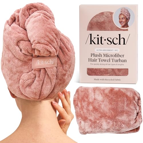 Kitsch XL Microfiber Hair Towel Wrap for Women - Fast Drying Turban