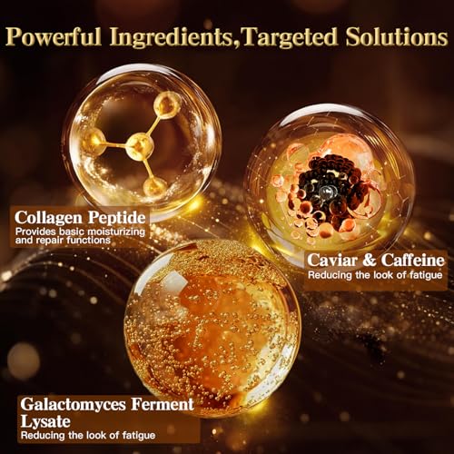 24K Gold & Caviar Collagen Face Mask, 5 Pack ? Luxurious Hydrating Facial Treatment, Firming Appearance ? Supports a Radiant, Rejuvenated Look Overnight