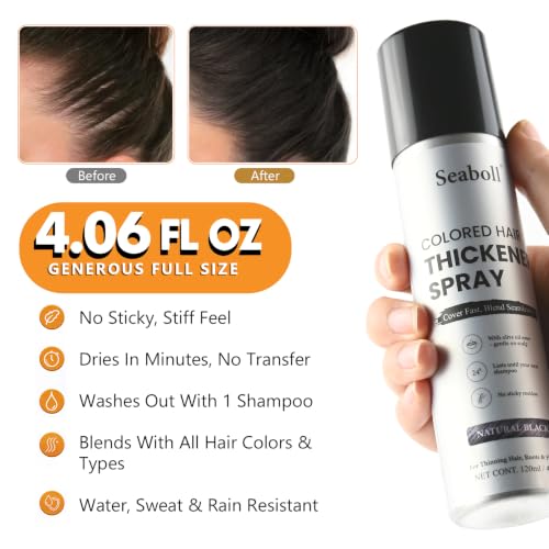 Seaboll Root Touch Up Hair Color Spray 4oz Natural Black – For Women & Men