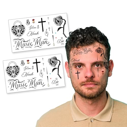 Face Tattoo Temporary Stickers - 2 Sets, Waterproof & Skin Safe