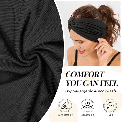 4 Pcs Women's Vintage Turban Headbands for Yoga & Workout